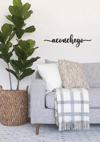 Aconchego Lettering  43x13cm Madeira Mdf Apliques De Parede 0