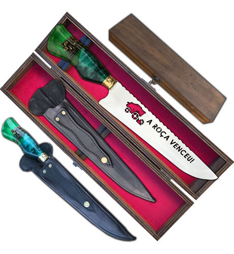 Faca Cabo Híbrido Resina A Roça Venceu Estojo Madeira 10 Pol 0