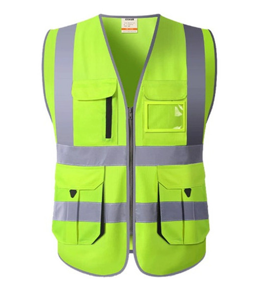 Colete De Segurança Frontal Com Zíper De Alta Visibilidade 0