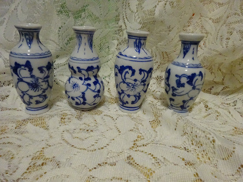 Lote De 4 Jarrones Miniatura Estilo Portugués 0