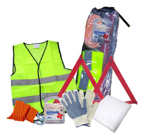 Kit De Seguridad Auto 7 Elementos Reflectivo Eslinga 0