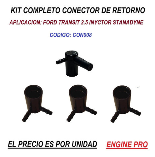 Kit Completo Conector Retorno Iny Mecánico Ford Transit 2.5 1