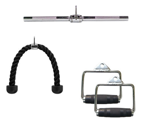 Kit Accesorios Poleas Gimnasio Estribos + Soga + Barra Recta 0