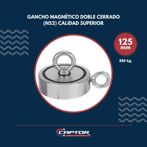 Gancho Magnético Doble Cerrado 125mm (n52) Calidad Superior 1