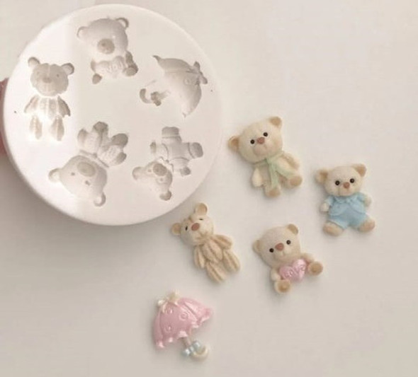 Molde De Silicone Ursos Fofos Para Confeitaria Biscuit 0