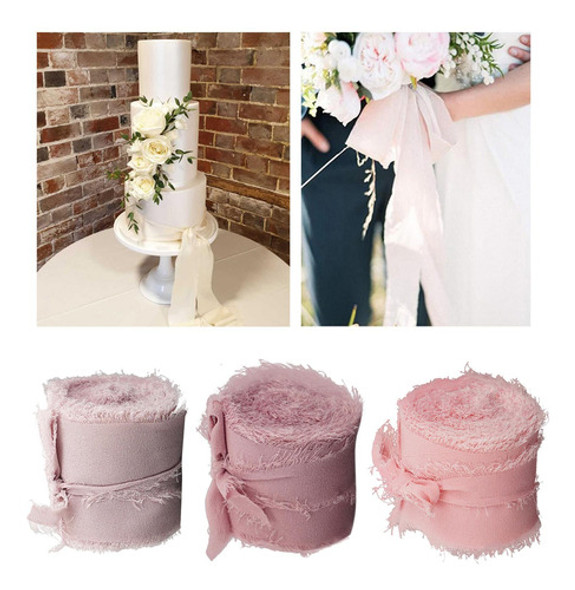 Fitas De Chiffon Com Franjas Em Forma De Seda Para Buquês De 1