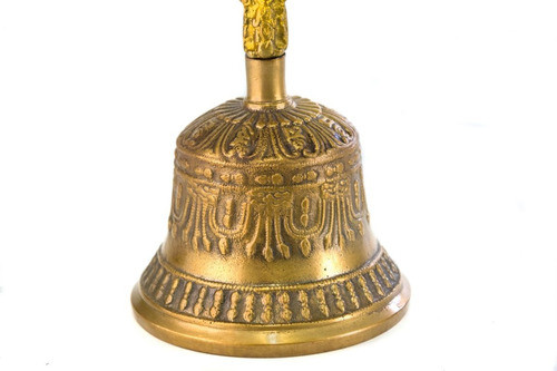 Campana Tibetana Labrada Grande 7 Metales C/ Baqueta Y Dorje 1