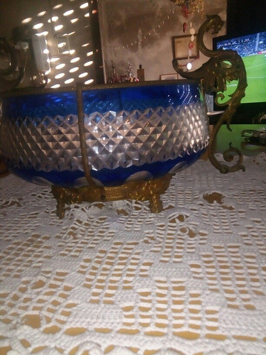 Centro De Mesa De Cristal Y Bronce No Envio. Se Retira 0