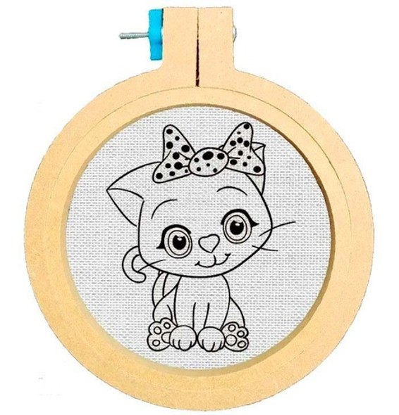 8 Telas Lista Para Bordar 34 X 26 Cm ¡diseños !! Gatita Moño 1