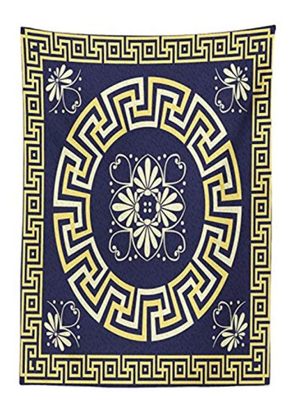 Mantel De Clave Griega De Ambesonne Meandro Con Detalle Flor 1 Mantel De Clave Griega De Ambesonne Meandro Con Detalle Flor 1