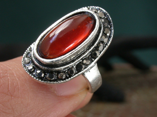Anillo Bañado Plata Cristal Cabochon Marquesitas Luli Oferta 1