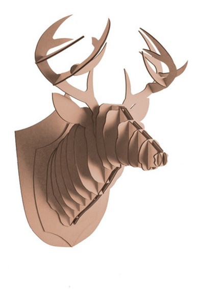 Troféu De Parede Alce 3d Mdf Cor Natural, Grande, Mdf 3mm 0