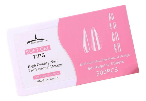 Tips Para Soft Gel Paris Night Stiletto En Caja 500 Und 0