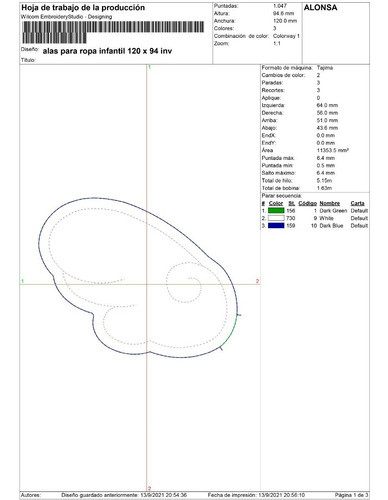 Matriz Para Maquina De Bordar: Alas Para Ropa Infantil (ith) 1