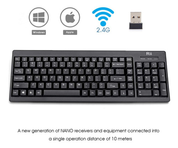 Rii Rk901 Teclado Inalámbrico Tamaño Completo 2.4g 1