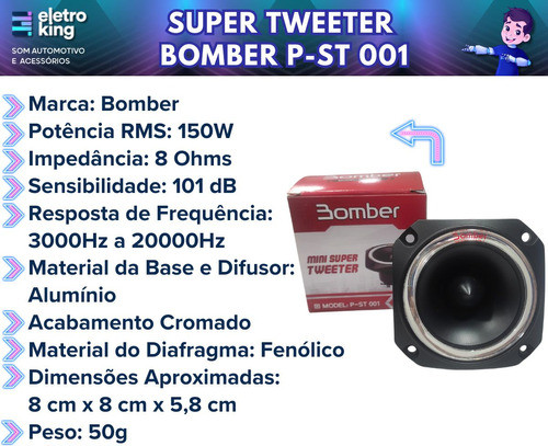 Super Tweeter Bomber Mini P St 001 150w Rms 8 Ohms Original 1