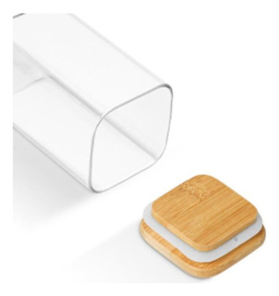 Recipiente Frasco De Vidrio Con Tapa De Bambu 300 Ml 0