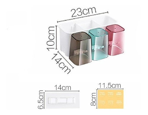 Porta Cepillo Con Vasos Estante Adhesivo Baño 1