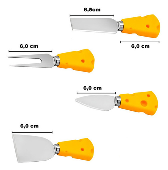 Jogo Utensílios Para Queijo Facas Espátula Garfo 4 Peças 1
