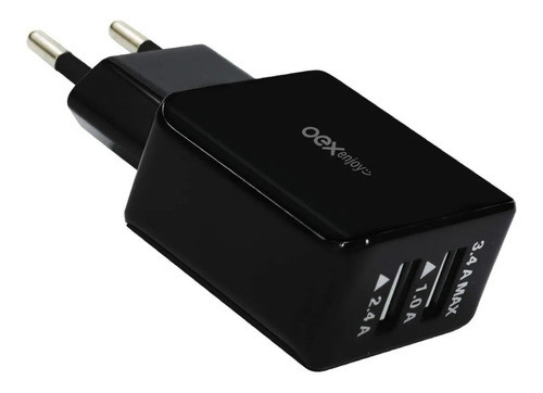Carregador De Tomada Com Duas Entradas Usb Oex Cg201 - Preto 0