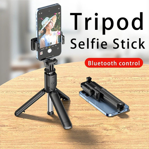 Mini Tripé Bastão Pau Selfie Stick Controle Bluetooth Gira 1