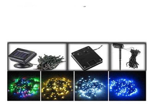 Guirnalda Luces Navidad Solar 100 Led Exterior Calida Blanco 1
