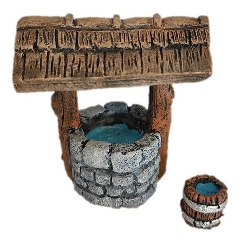 Miniatura Poço C/ Baldinho Terrário Mini Jardim Resina 5,5cm 0