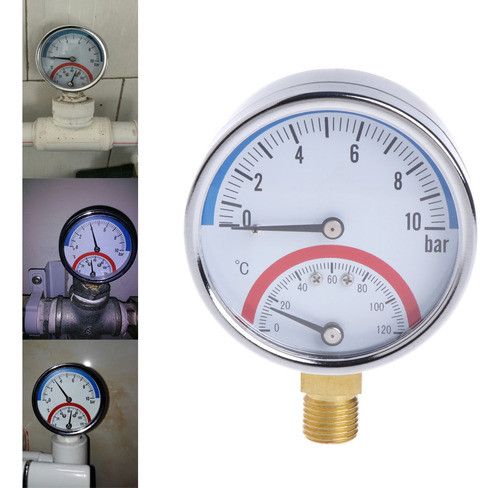 Medidor De Pressão De Barra 0-120 Medidor De Temperatura Com 1