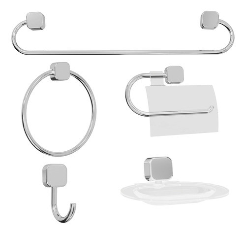 Kit Acessório Para Banheiro 5 Peças Cromado 1