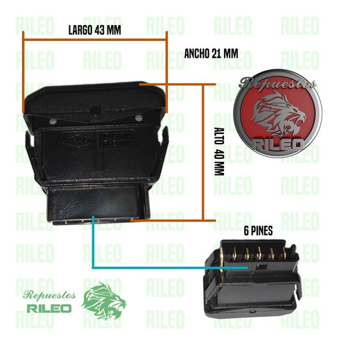 Llave Tecla Levanta Alza Cristal Renault Clio 94/.. 6 Term. 1