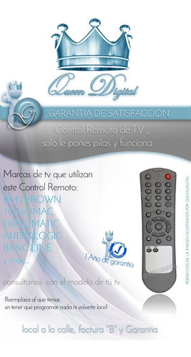 Control Remoto Tv Para Tonomac Ken Brown Diplomatic Basic Li 1