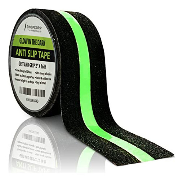 Cinta Antideslizante - Negro/banda Fluorescente- 5cm X 5m 0 Cinta Antideslizante - Negro/banda Fluorescente- 5cm X 5m 0