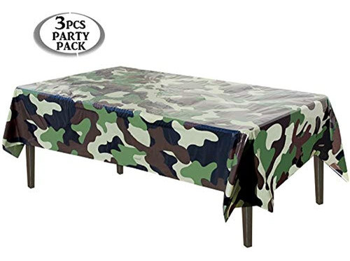 Mantel De Plástico Del Ejército | Paquete De 3 Piezas (54  P 1