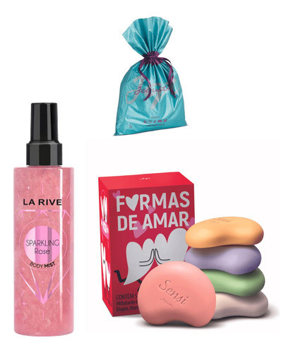Kit Body Splash Sparkling Rose+sabonete Formas De Amar 5x80g 0