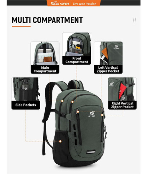 Mochila De Senderismo Skysper 30l Ligera Verde 1