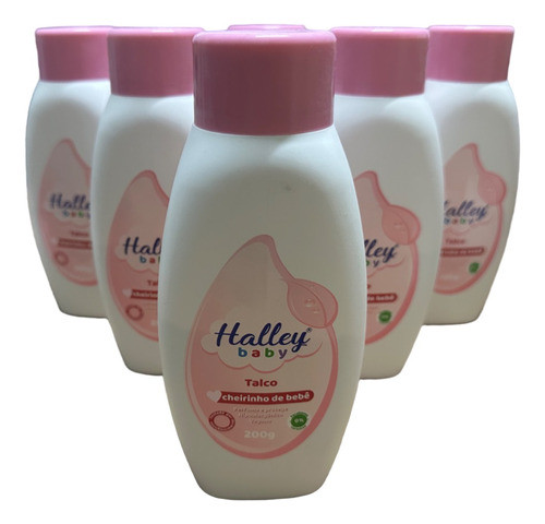 6 Talco Halley Bebê Rosa Pote 200g Cada Unidade 0