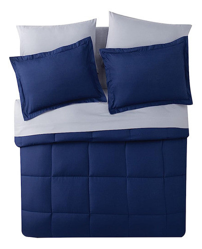 King Size Complete Bed-in-a-bag Reversible En Azul Marino / 1