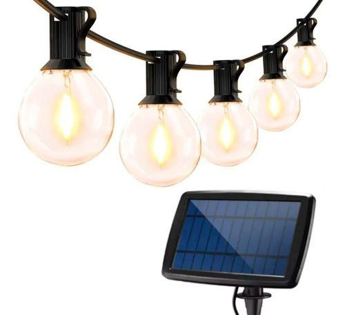 Guirnalda 10 Bombillas Led Solar Luces Exterior Kermesse Bar 0
