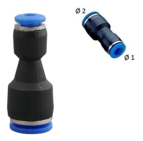 10 Conexões Pneumáticas União Emenda Com Redução 8mm X 6mm 1