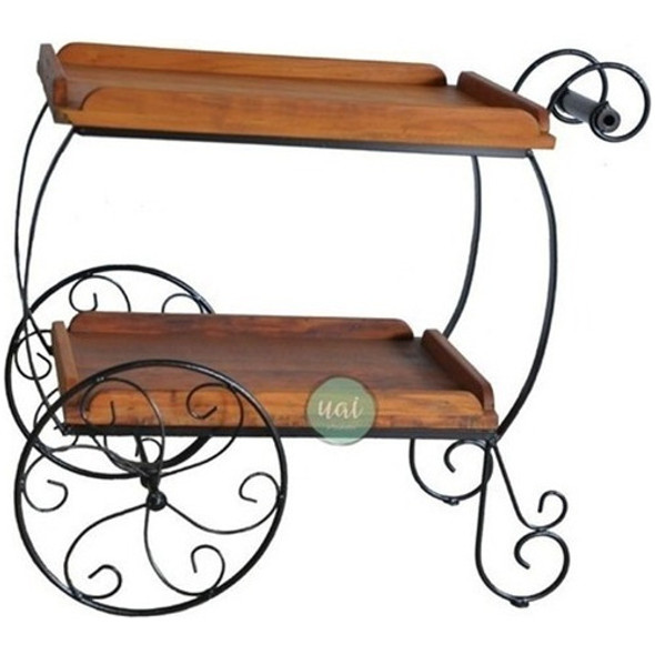 Carrinho De Chá Café Drinque Pequeno Em Madeira De Demolição 1