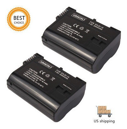 2 X Batería En-el15 Para Nikon D800e D800 D7100 D600 Mb-d11 1