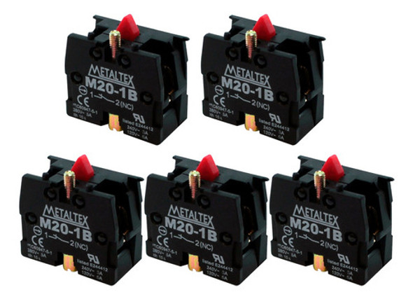 Kit 5 Blocos Contato Auxiliar Para Botão 1nf Metaltex 0