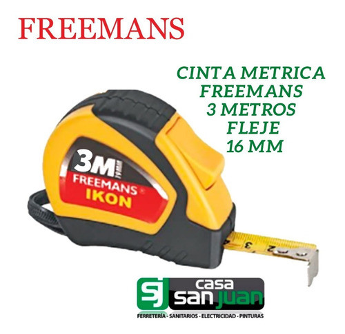 Cinta Métrica Homologada 3 Metros Fleje 16 Mm Ikon Freemans 1