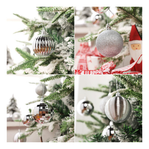Brizled Bolas De Navidad Plateadas, 34 Adornos De Rbol De Na 1