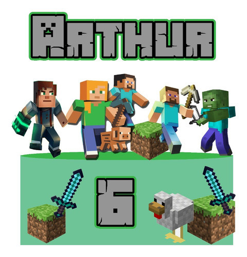 672 - Arquivo Digital Topo De Bolo Minecraft 0