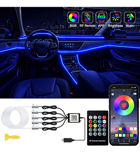 Jushope Usb Interior Car Led Strip Lights Con Aplicación Ina 0