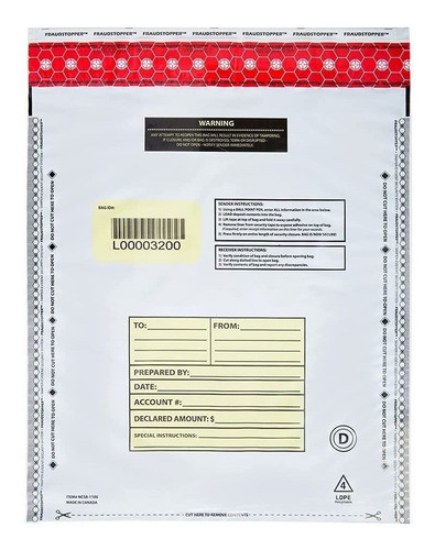 25 Bolsas De Seguridad Para Transporte De Dinero 22 X 30 Cms 0