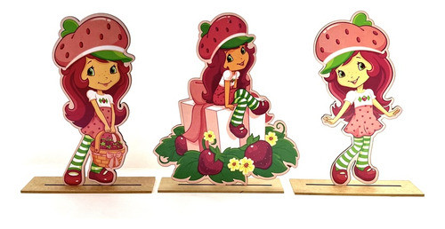 Kit Display De Mesa 6 Peças Para Festa Moranguinho Mdf 1