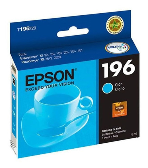 Cartucho De Tinta Epson T196220-br Ciano 0