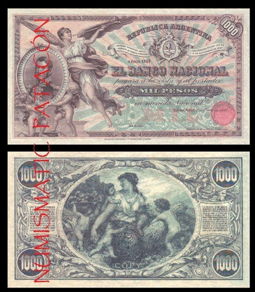 Billete 1000 Pesos Banco Nacional 1888 - Copia 1100 0